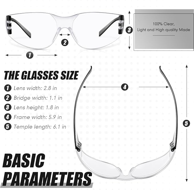 Chumia 100 Pairs Bulk Safety Glasses Eye Protection Goggles - Image 2