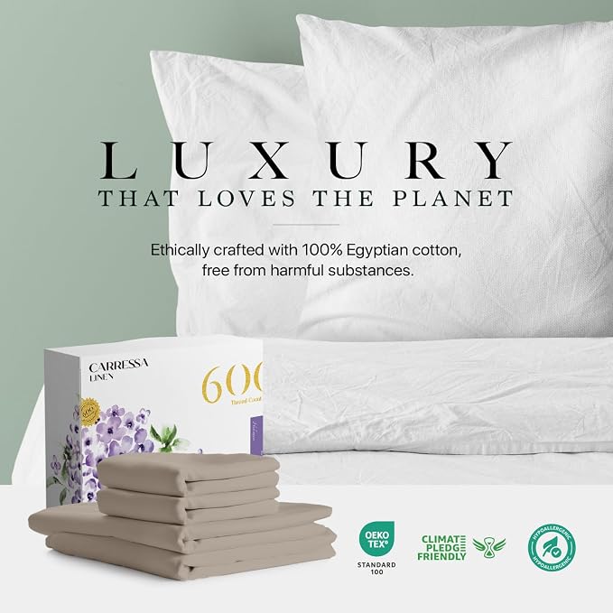 Carressa Linen 100% Egyptian Cotton King Size Sheets Set - Image 8