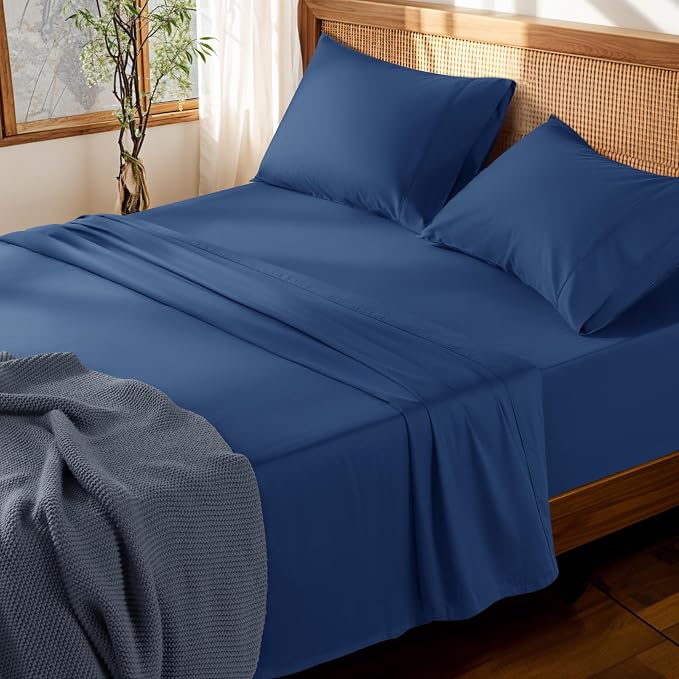 LBRO2M 100% Cotton Sheets Set Deep Pocket 19", 1000 Thread Count Queen Size 4 by LBRO2MBedding