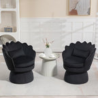 360° Swivel Accent Chair, Mid-Century Modern Velvet Barrel Chair, Comfy Shell - Image 3