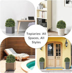 27“ Realistic Artificial Boxwood Topiary Trees Set of 2, Faux Plants Outdoor - Image 3