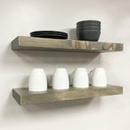 URBANDI, Rustic Floating Shelves, Hidden Bracket, Solid Wood, Heavy Duty - Image 4