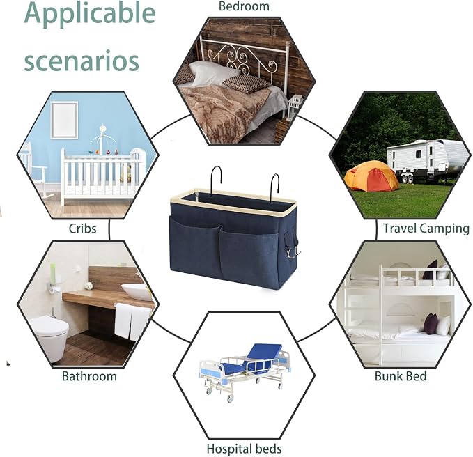 Someteth Bedside Caddy Bedside Hanging Storage Basket Multi-Function Organizer - Image 4