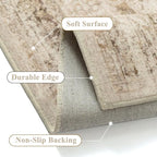 Beige 5x7 Area Rug Non Slip Vintage Living Room Distressed Machine Washable - Image 2