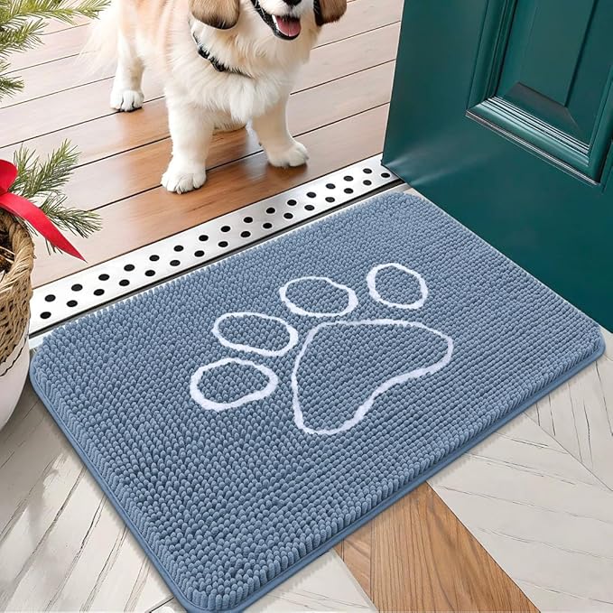 OLANLY Dog Door Mat for Muddy Paws 24x16, Paw Print Design, Absorbs Moisture by OLANLY