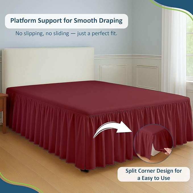 Rajlinen Ruffled Bed Skirt King, 14 Inch Drop Dust Ruffle - Image 5