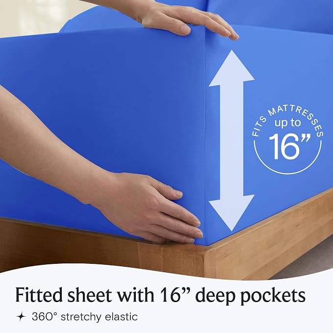 LuxClub 4 PC Sheet Set Bed Sheets Deep Pockets 16" Eco Friendly Wrinkle Free - Image 6