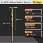 Drill Bit, 11/64" Cutting Diameter, 4241 HSS TiN Coated 118° Cutting Angle - Image 2