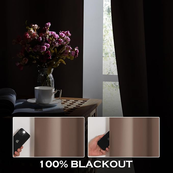 KGORGE Anti Dust Soundproof 100% Blackout Curtains 4 Layers Heavy Duty Energy - Image 4