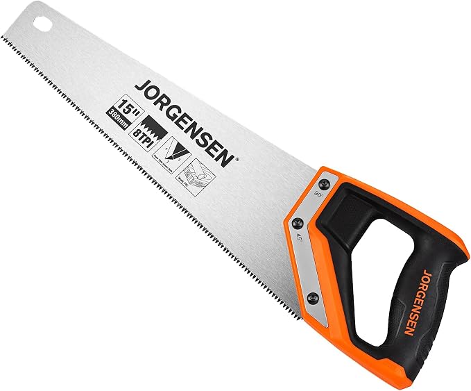 JORGENSEN 15 Inch Pro Hand Saw, 8 TPI Fine-Cut Ergonomic Non-Slip Aluminum by Jorgensen