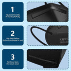 50PCS KN95 Face Masks Black 5 Layer Cup Dust Safety Filter Efficiency≥95% - Image 4