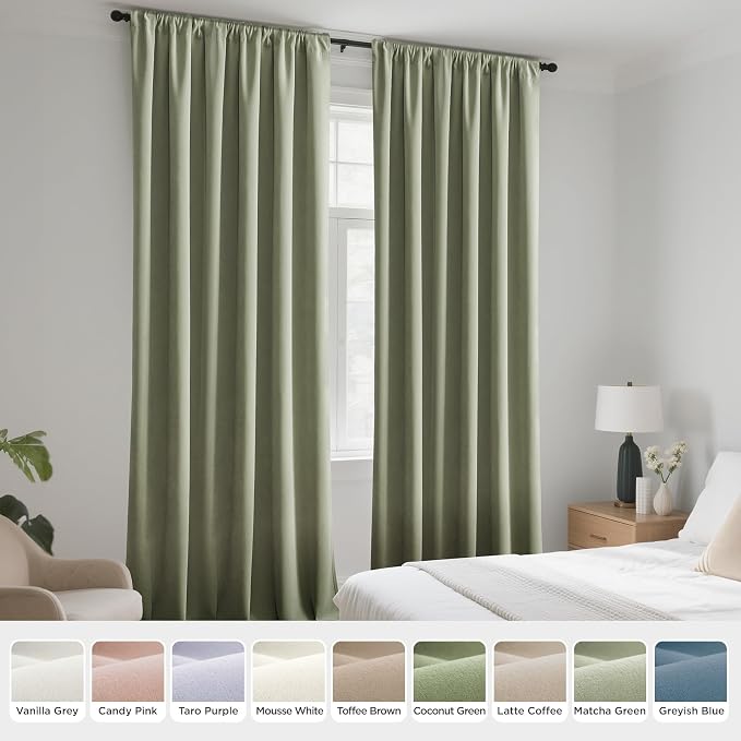 Joydeco Sage Green Velvet Curtains 90 Inches 2 Panels, Luxury Thermal Insulated - Image 7