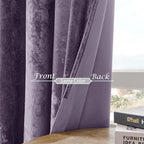 SMILETIME Lilac Purple Crushed Velvet Curtains 52x90 inch Luxurious Thermal - Image 4
