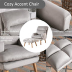 INZOY Accent Chairs with Ottoman, Velvet Fabric Armchair with Ottoman - Image 5