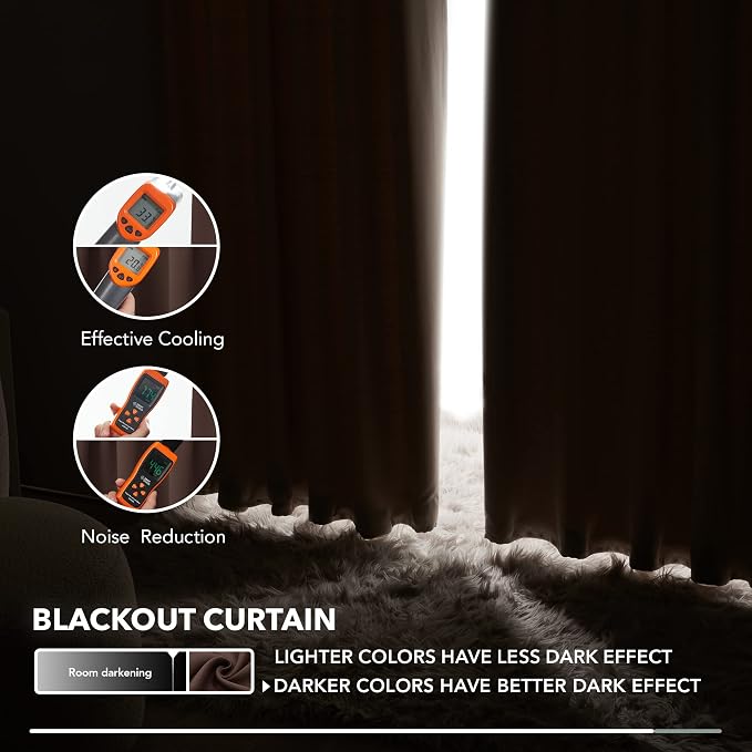Deconovo Blackout Curtains, Thermal Insulated, W52 x L84 2 Panels, Back Tab - Image 5
