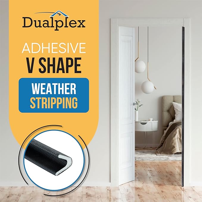 Adhesive V Shape Weatherstrip, Weather Stripping Door Seal Strip Foam Door - Image 2