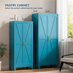 Farmhouse Pantry Cabinet with Barn Doors, 5-Tier Metal Storage Cabinet with 4 - Image 5