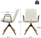 Art Leon Mid Century Modern Chair, Oak Legs Swivel Accent Chair No Wheels - Image 3