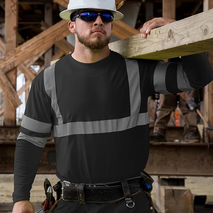 AYKRM Safety T Shirt Reflective High Visibility hi vis Long Sleeve T Shirt - Image 4