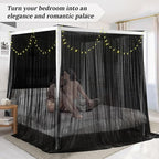 South to East Black Canopy Bed Curtains, 4 Corner Post Bed Canopy - Image 6