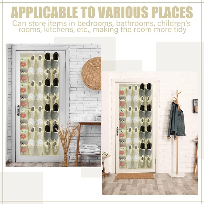 Windyun 40 Over the Door Shoe Organizer Large Breathable Mesh Pockets Hanging - Image 5