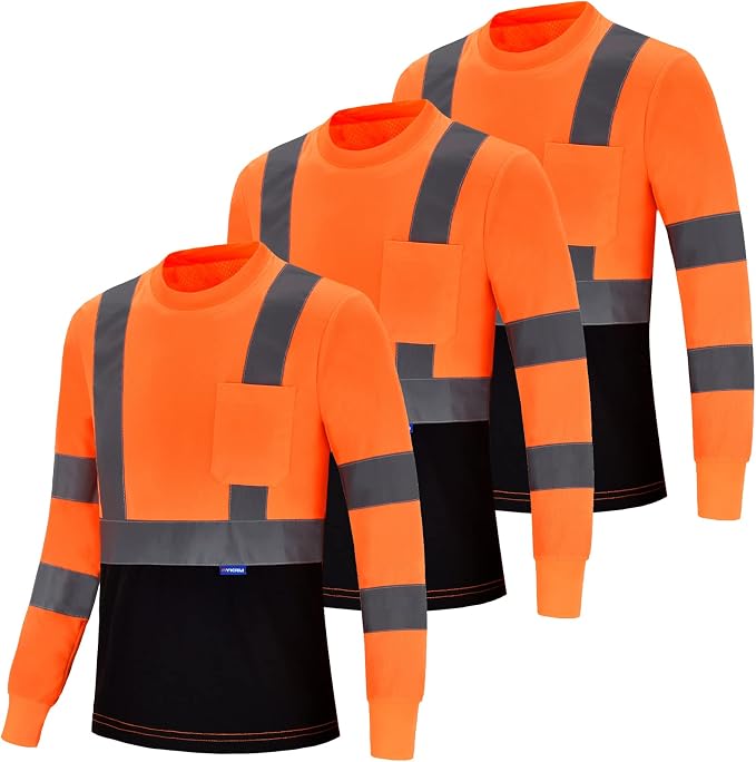 AYKRM Safety T Shirt Reflective High Visibility hi vis Long Sleeve T Shirt by AYKRM