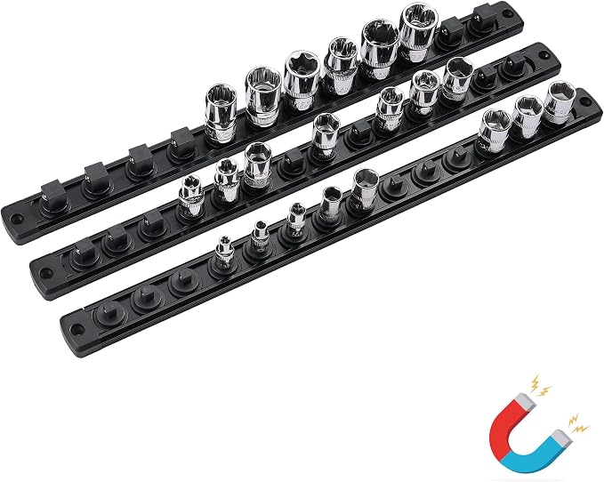 ALOANES Magnetic Socket Organizer Set, 3-Piece Heavy Duty Aluminum Socket by Aloanes