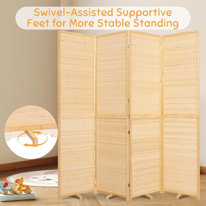 Bamboo Room Divider Folding Privacy Screens, Wall Divider - Image 9