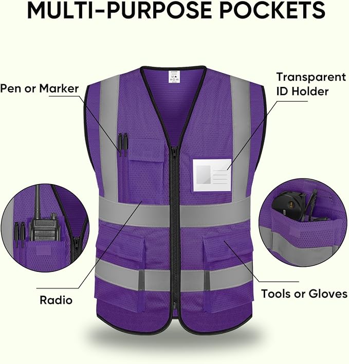 TICONN Reflective Safety Vest High Visibility Class II Mesh Vest - Image 4