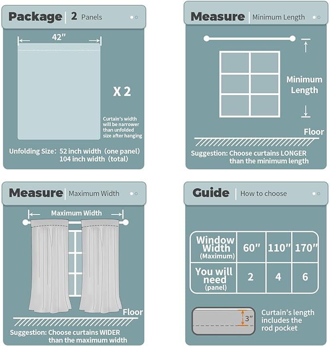 BGment 100% Blackout Curtains for Bedroom 54 Inch Length 2 Panels, Thermal - Image 7