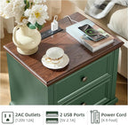Farmhouse Nightstand Set of 2 for Bedroom, Mid-Century Low Nightstands - Image 6