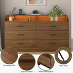 6 Drawer Dresser with Power Outlet, Chest of Drawers with LED Light, Modern - Image 8