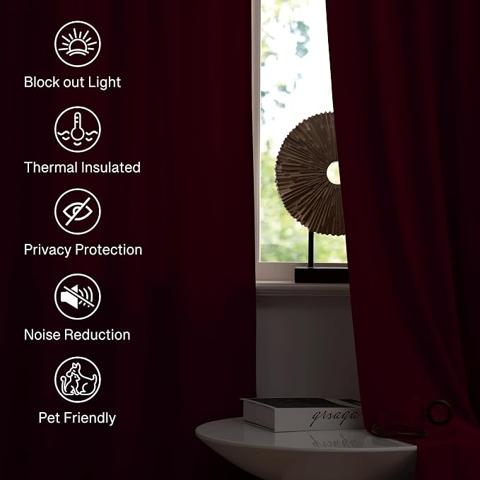 StangH Red Curtains for Living Room 42 inch Width Velvet Privacy Doorway - Image 6