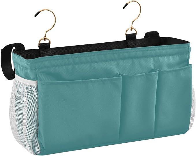KOPIRIT Navy Teal Bedside Caddy Storage Bag Bedside Organizer by KOPIRIT