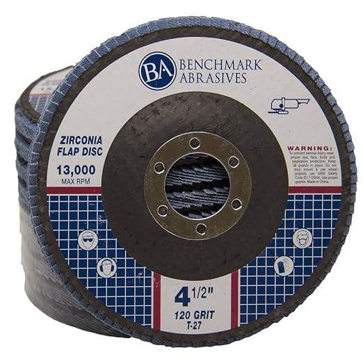 Benchmark Abrasives 4.5" Premium Zirconia Type 27 Flat Flap Discs Grinding by BenchmarkAbrasives
