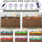 6 Drawer Dresser with Power Outlet, Chest of Drawers with LED Light, Modern - Image 4