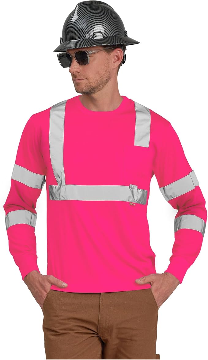 AYKRM Safety T Shirt Reflective High Visibility hi vis Long Sleeve T Shirt - Image 3