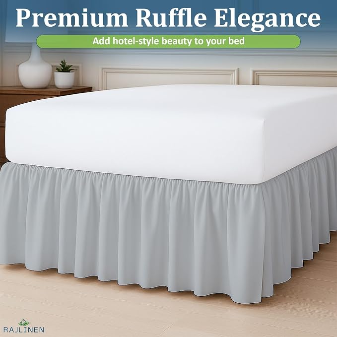 Rajlinen Ruffled Bed Skirt Full, 14 Inch Drop Dust Ruffle - Image 2