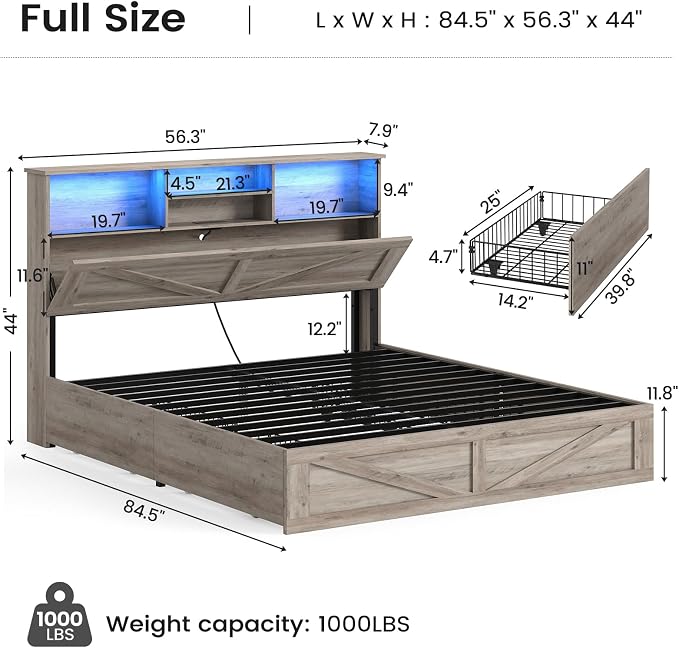 AOGLLATI Farmhouse Full Size Bed Frame - Image 2