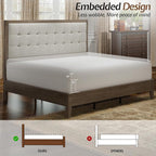 Jocisland Wood Full Size Bed Frame, Tall Upholstered Tufted Headboard, Solid - Image 7