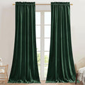 StangH Luxury Green Curtains Velvet Blackout Bedroom Window Drapes 90 inches by StangH