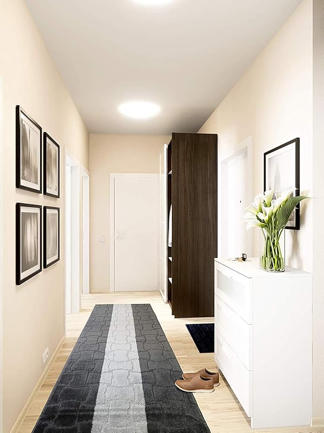 Custom Length Hallway Runner Rug, Slip Resistant, Puzzle Anthracite, 26 Inch X - Image 3