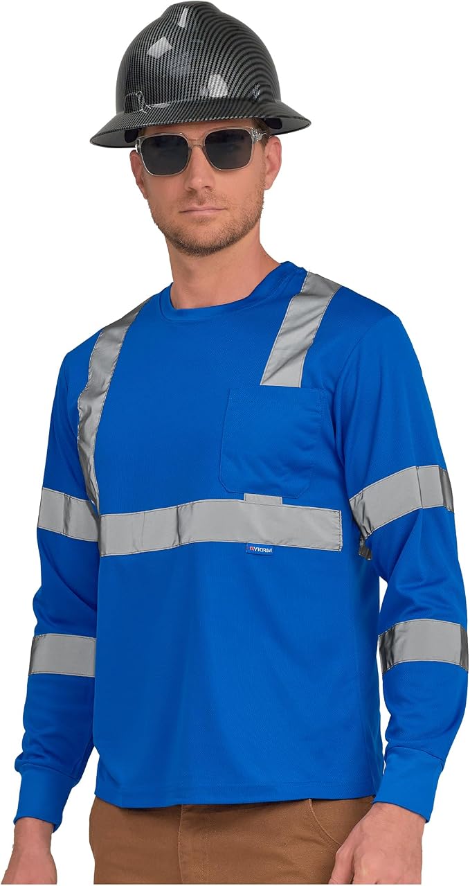 AYKRM Safety T Shirt Reflective High Visibility hi vis Long Sleeve T Shirt - Image 3