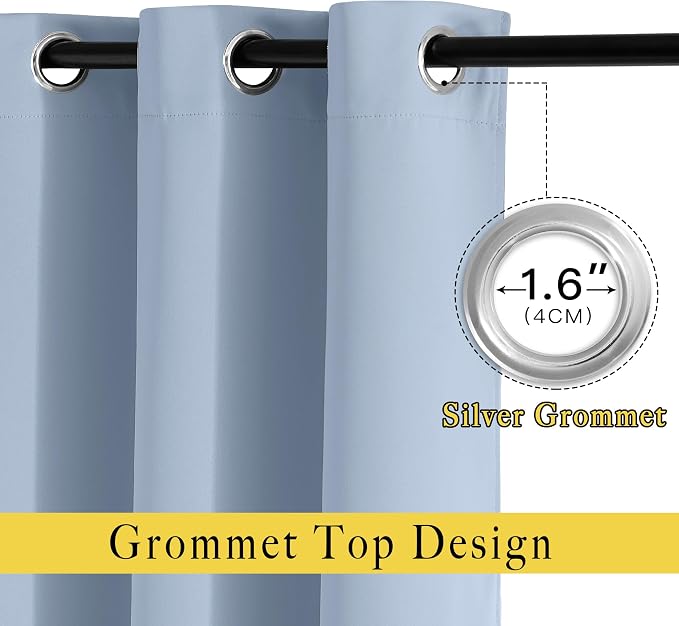 NICETOWN Vintage Blue Curtains 110 inches Long, Grommet Thermal Insulated - Image 2