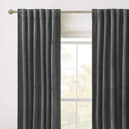 RYB HOME Grey Velvet Curtains 102 inches, Back Tab Soft Fabric Room Darkening - Image 2