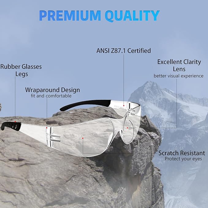 Safety Glasses Ansi Z87.1 Clear Safety Glasses Bulk Impact Resistant Lens - Image 3