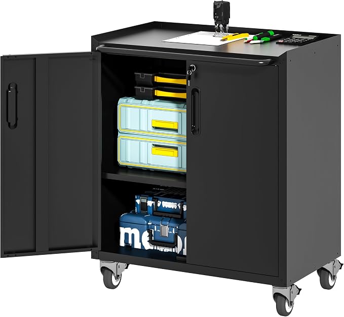 Metal Tool Storage Cabinet for Garage, Mobile Heavy Duty Garage Tool Chests & by OPTYMIRA