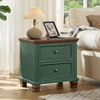 Farmhouse Nightstand Set of 2 for Bedroom, Mid-Century Low Nightstands - Image 5