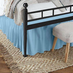 Light Blue Solid Ruffled Bed Skirt Twin-15 Inch Drop Split Corner, Microfiber - Image 6