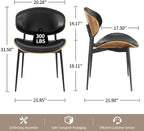 Art Leon Modern Faux Leather Dining Chairs, Mid Century Desk Chair No Wheels - Image 2